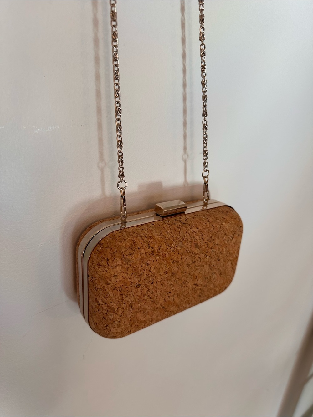 Cork Clutch Crossbody with Silver Chain